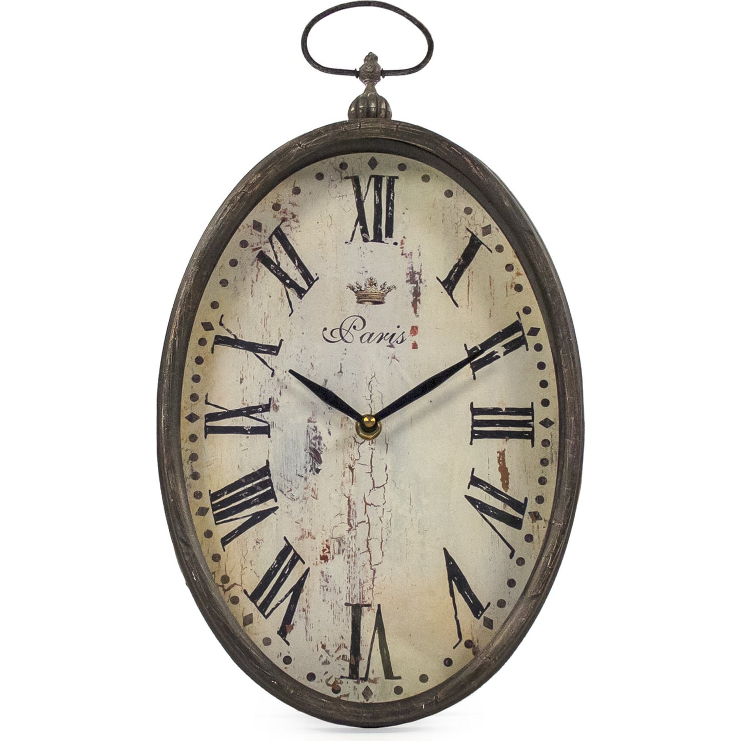 002 S-338006 | Additional Silo | Paris Oval Wall Clock by Zentique in antique brown and iron. Made from iron in a traditional style.