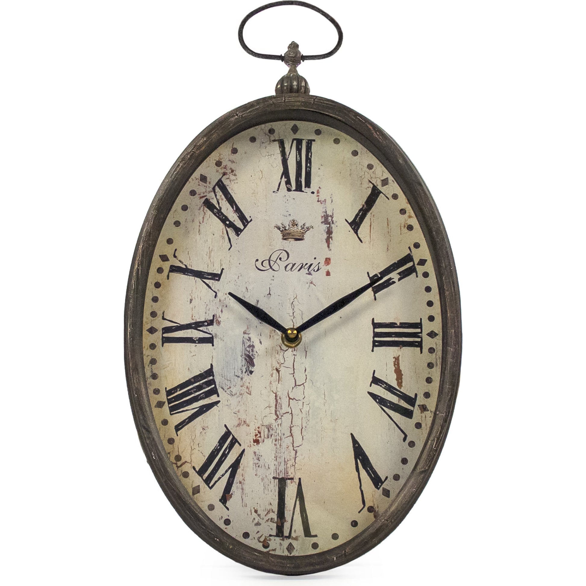 Paris Oval Wall Clock by Zentique in antique brown and iron. Made from iron in a traditional style.