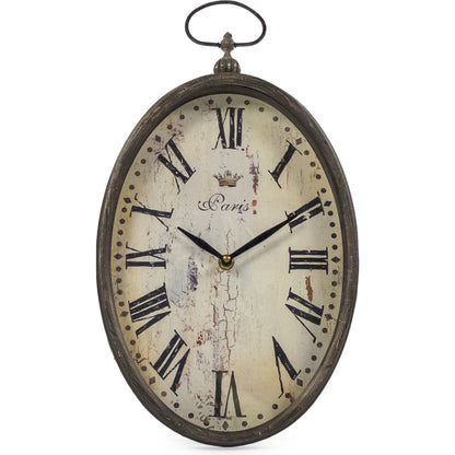Paris Oval Wall Clock by Zentique in antique brown and iron. Made from iron in a traditional style.