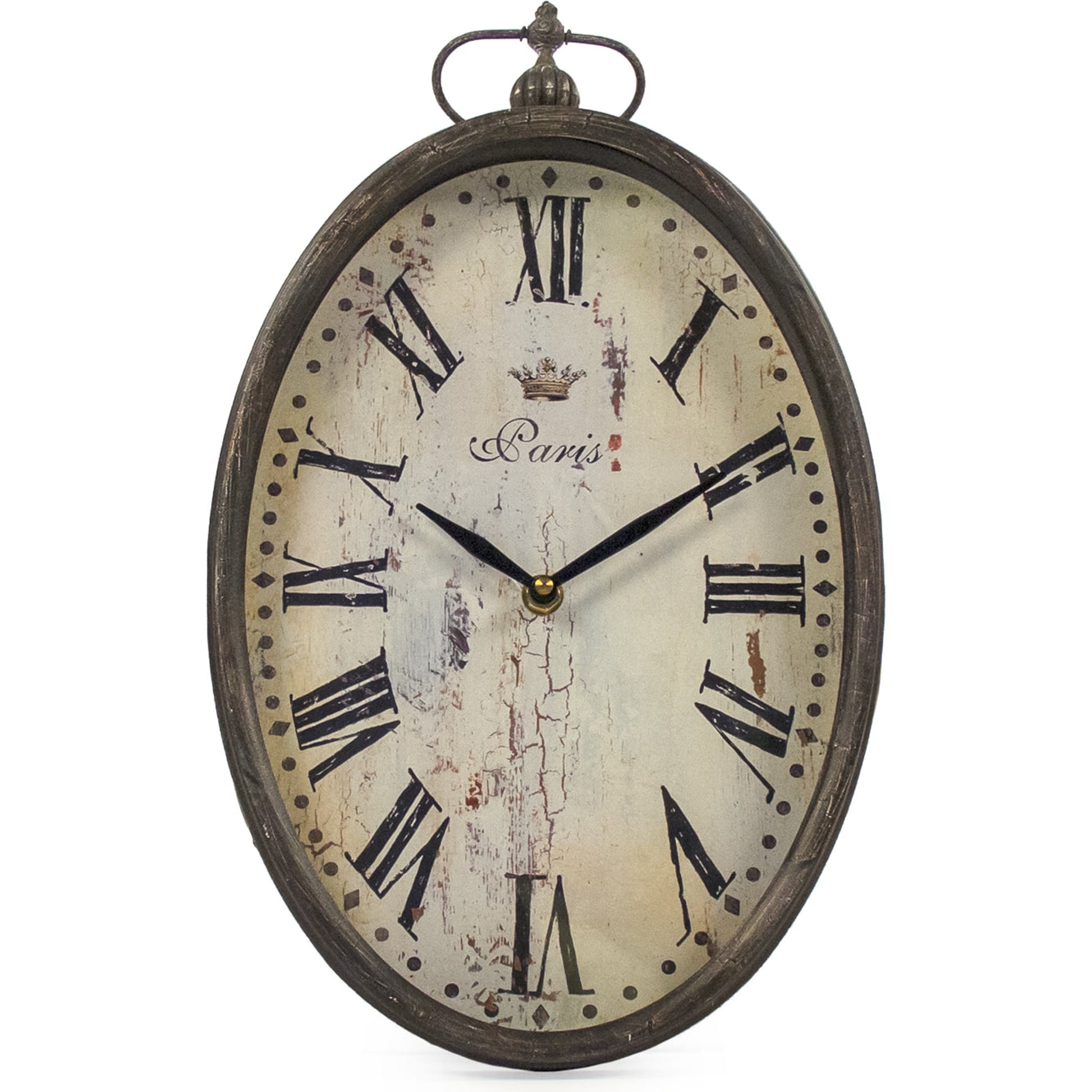 Paris Oval Wall Clock by Zentique in antique brown and iron. Made from iron in a traditional style.