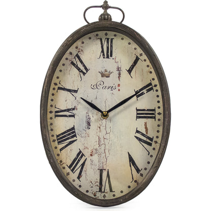Paris Oval Wall Clock by Zentique in antique brown and iron. Made from iron in a traditional style.