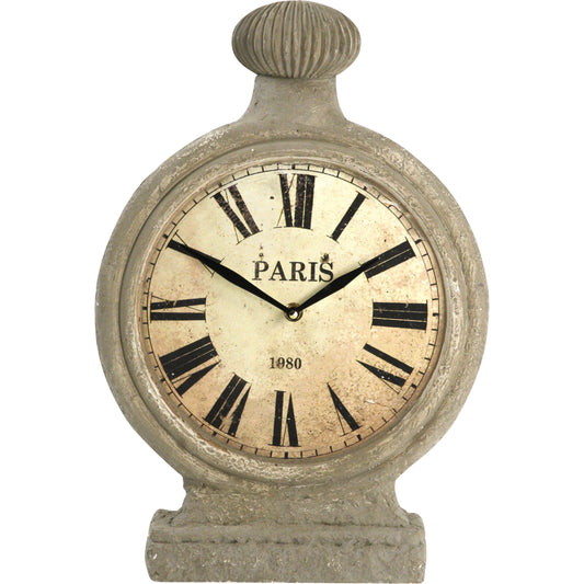 Plaster Clock by Zentique in light antique brown and plaster. Made from plaster in a traditional style.