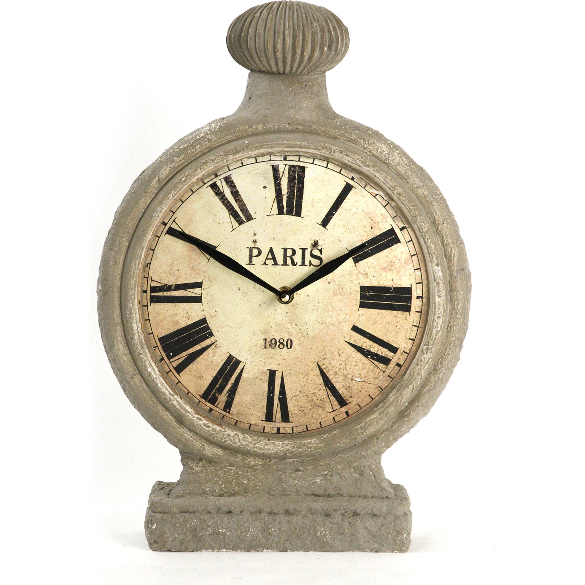 Plaster Clock by Zentique in light antique brown and plaster. Made from plaster in a traditional style.