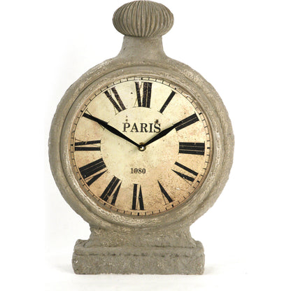 Plaster Clock by Zentique in light antique brown and plaster. Made from plaster in a traditional style.
