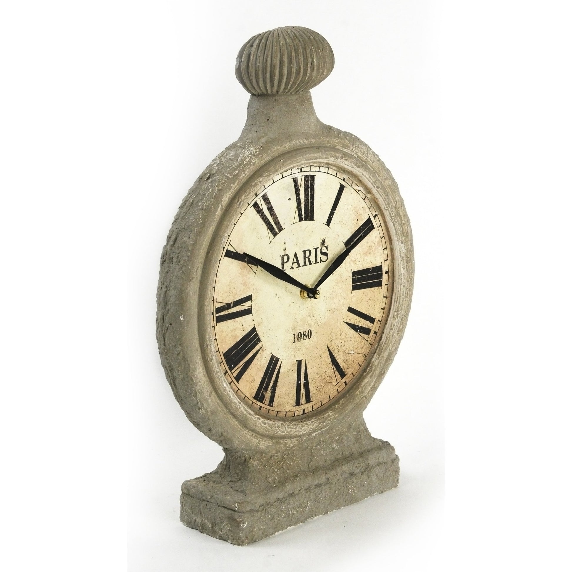 Plaster Clock by Zentique in light antique brown and plaster. Made from plaster in a traditional style.