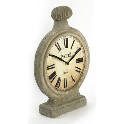 Plaster Clock by Zentique in light antique brown and plaster. Made from plaster in a traditional style.