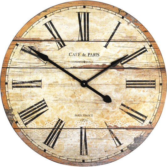 Antique Taupe Wooden Wall Clock by Zentique in antique taupe and mdf. Made from mdf in a cottage & farmhouse style.