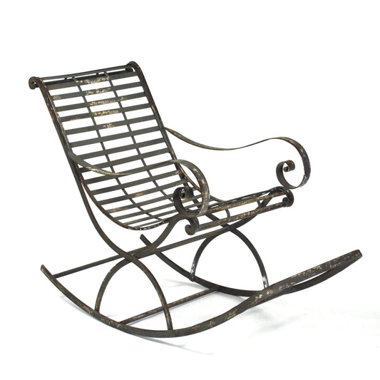 Iron Rocking Chair by Zentique in rustic zinc and iron. Made from iron in a modern style.