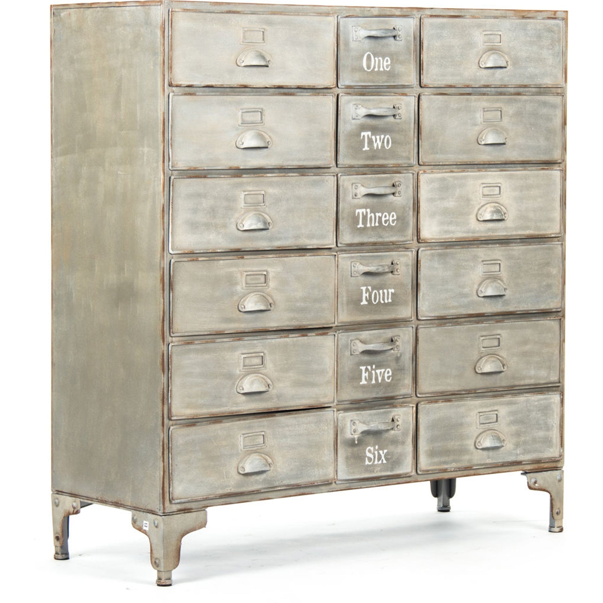 Oscar Cabinet by Zentique in antique beige and iron. Made from iron in a modern style.