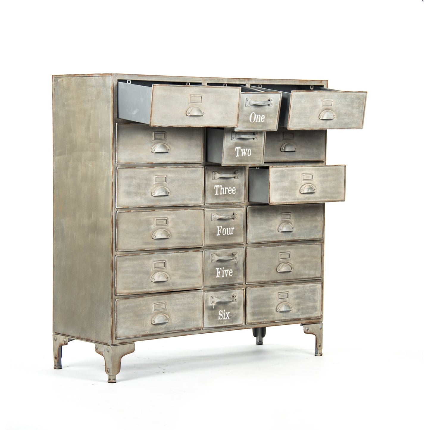 005 S-337995 | Additional Silo | Oscar Cabinet by Zentique in antique beige and iron. Made from iron in a modern style.