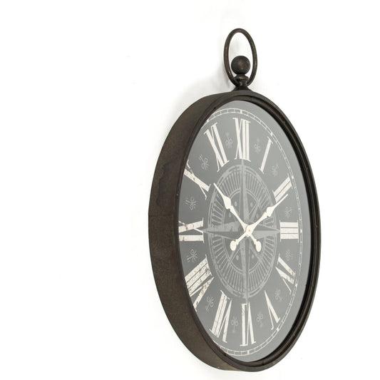 Jan Clock by Zentique in antique black and iron. Made from iron in a traditional style.