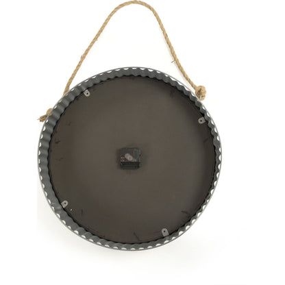 Bale Clock by Zentique in antique gray and metal, hemp. Made from metal, hemp in a cottage & farmhouse style.