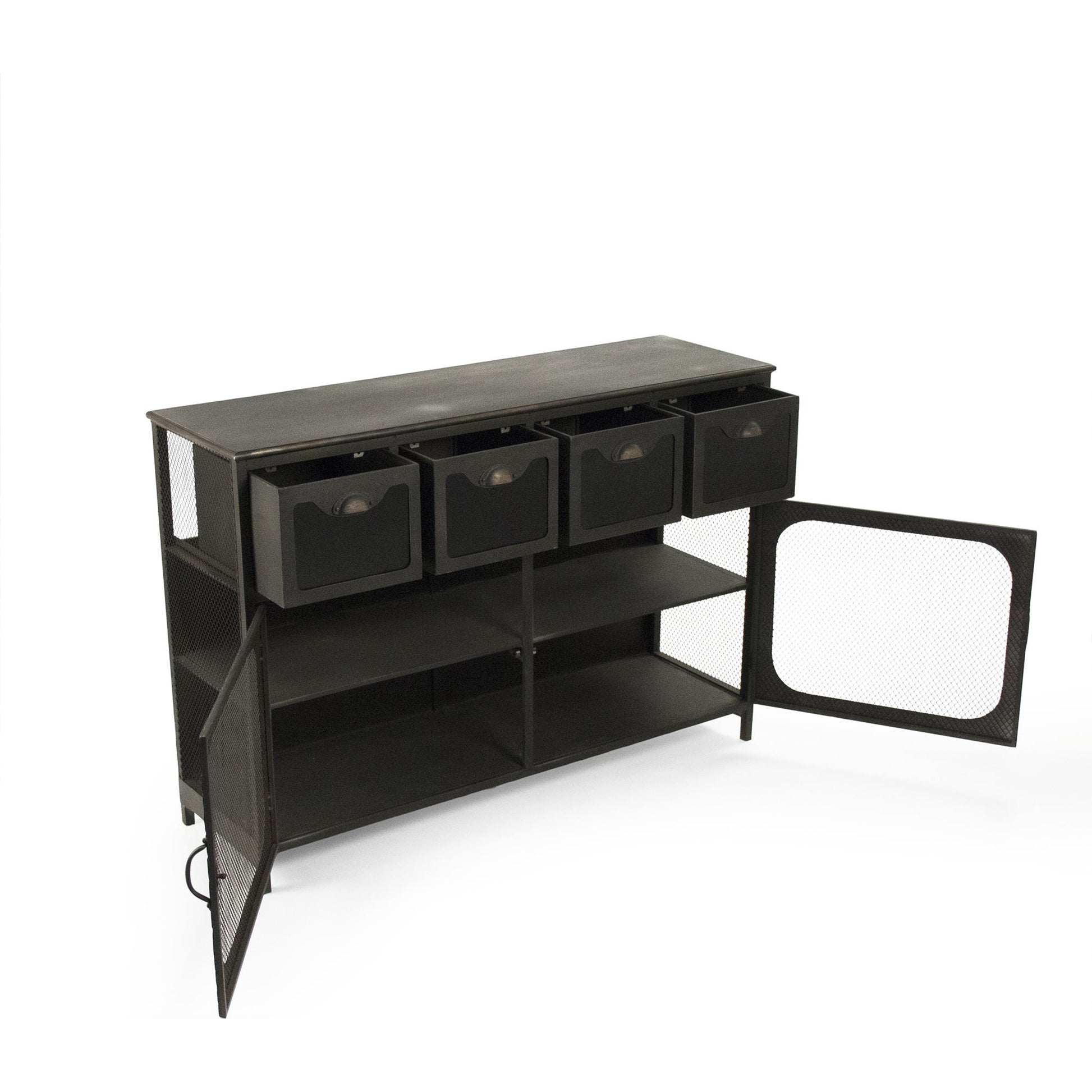 Daveny Console by Zentique in slate gray and iron. Made from iron in a traditional style.