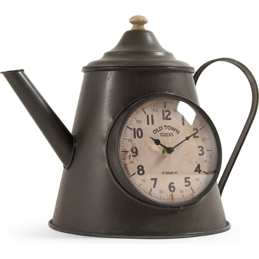 Iron Pitcher Clock by Zentique in dark gray and iron, plastic. Made from iron, plastic in a rustic style.