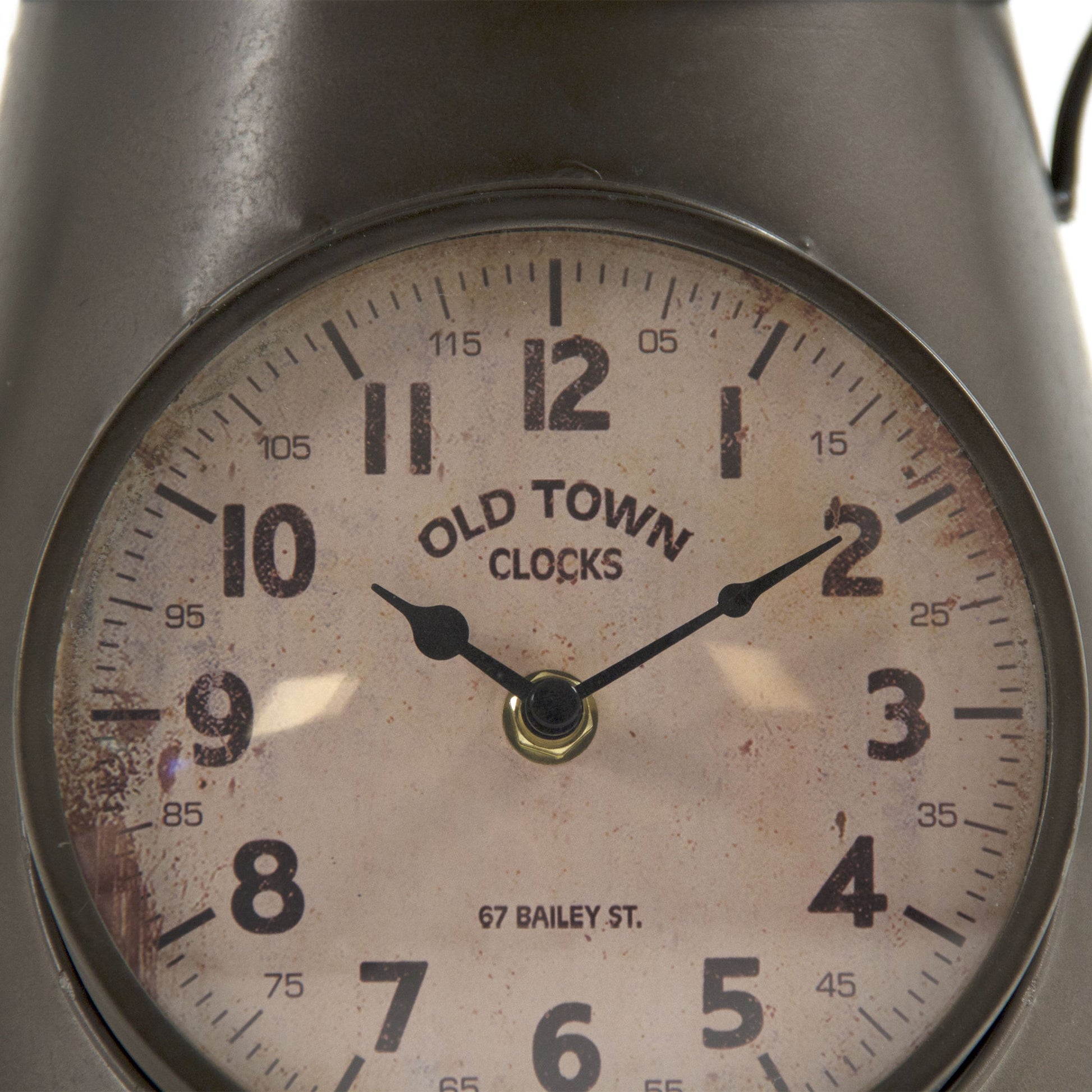Iron Pitcher Clock by Zentique in dark gray and iron, plastic. Made from iron, plastic in a rustic style.
