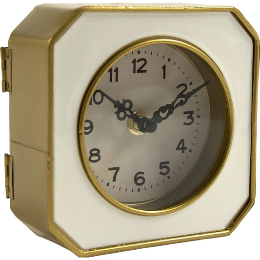 White & Gold Clock by Zentique in white, gold and pewter. Made from pewter in a modern style.