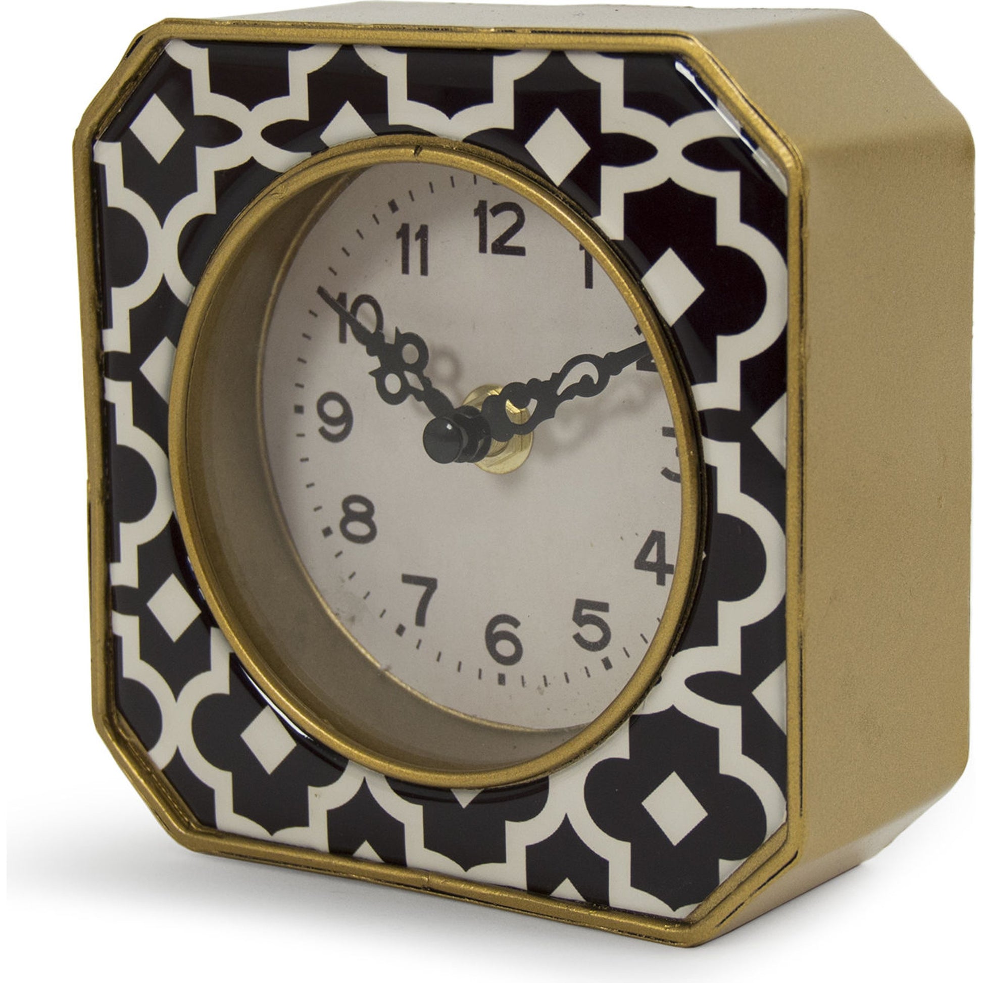 Black and White Pattern Clock by Zentique in black, white pattern and pewter. Made from pewter in a traditional style.