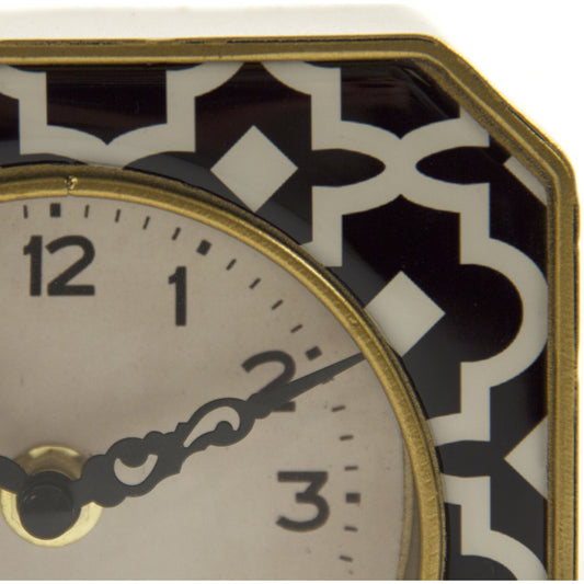 Black and White Pattern Clock by Zentique in black, white pattern and pewter. Made from pewter in a traditional style.