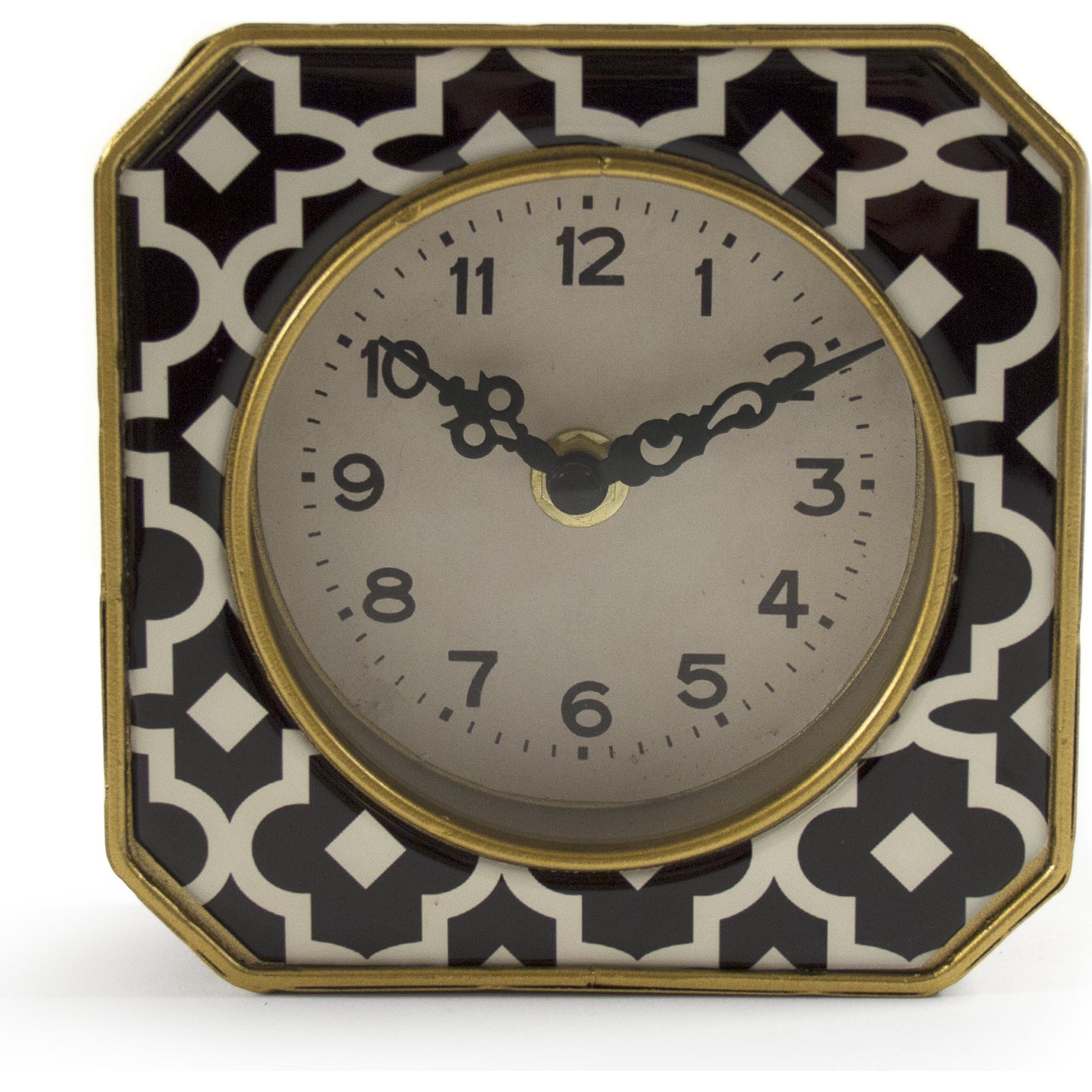 Black and White Pattern Clock by Zentique in black, white pattern and pewter. Made from pewter in a traditional style.
