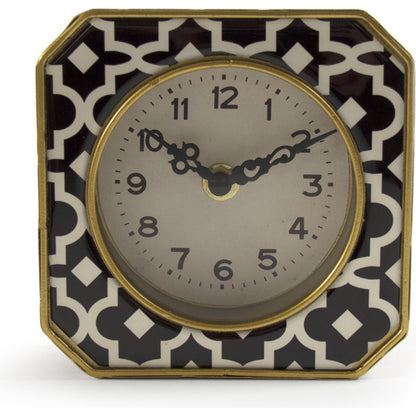 Black and White Pattern Clock by Zentique in black, white pattern and pewter. Made from pewter in a traditional style.