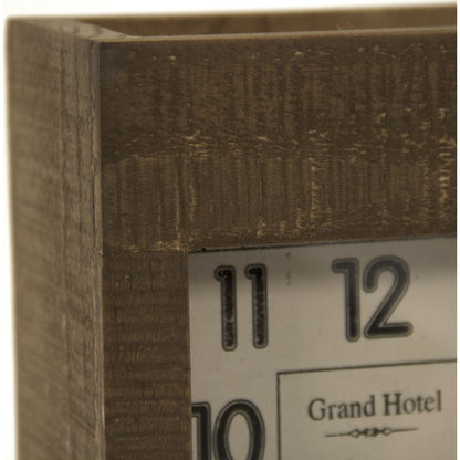 Brown & White Distressed Rectangle Desk Clock by Zentique in brown, white and iron, pine, glass, fir. Made from iron, pine, glass, fir wood in a modern style.