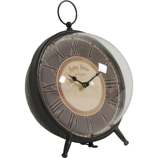 Round Iron Clock by Zentique in iron, glass. Made from iron, glass in a modern style.
