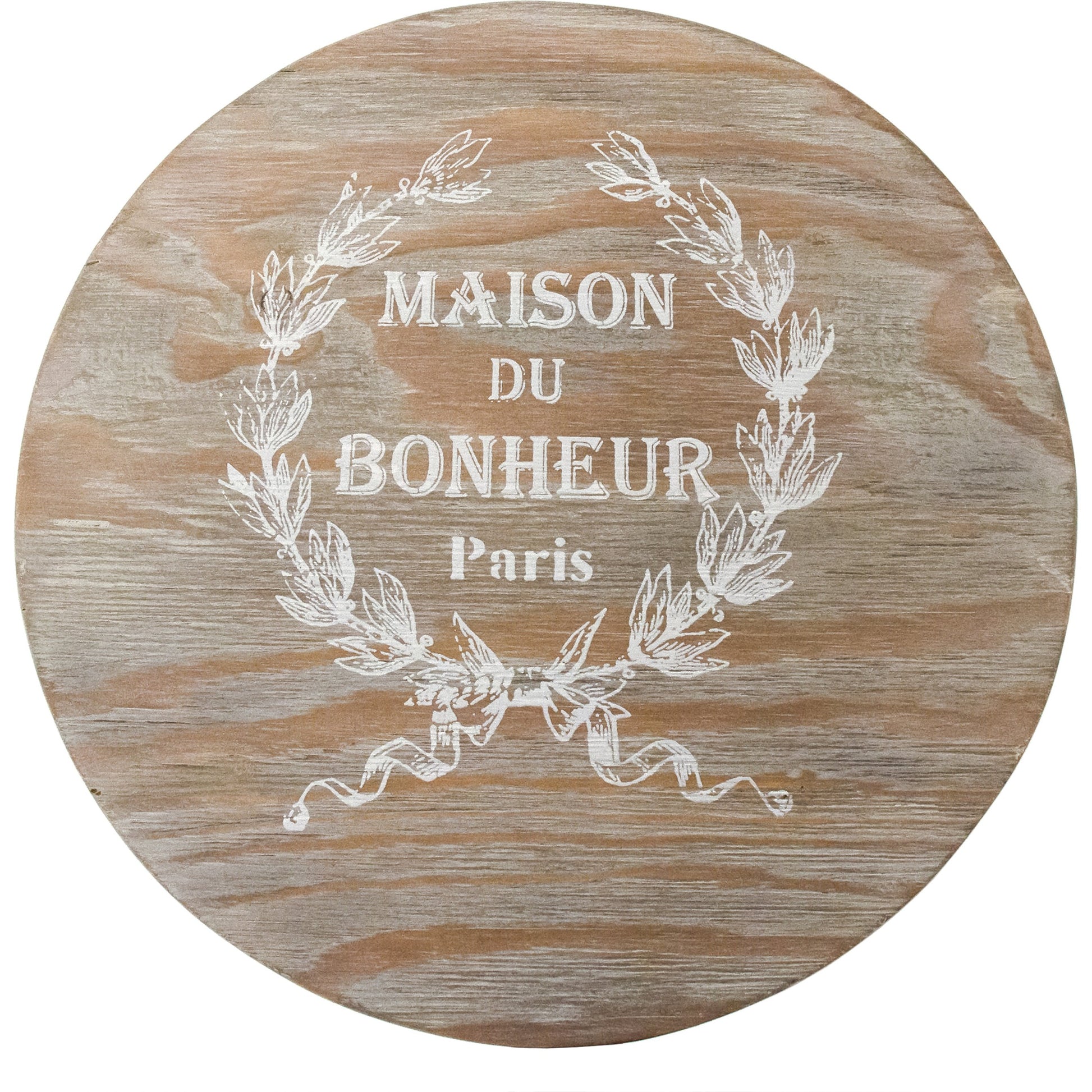 Parisienne Stool by Zentique in natural, distressed white and wood. Made from wood in a cottage & farmhouse style.