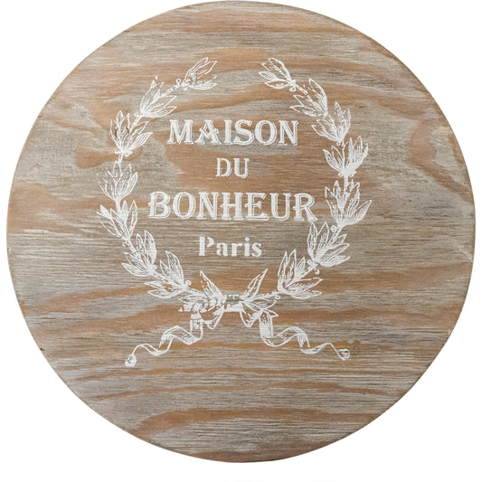 Parisienne Stool by Zentique in natural, distressed white and wood. Made from wood in a cottage & farmhouse style.