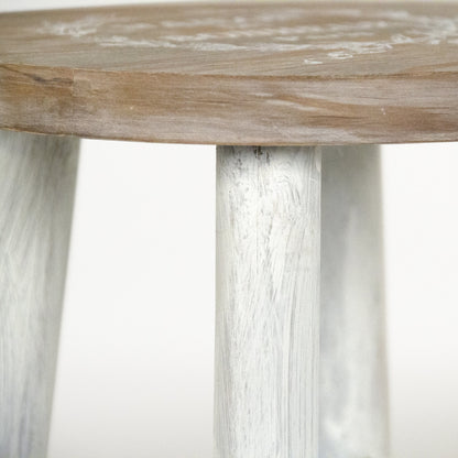 Parisienne Stool by Zentique in natural, distressed white and wood. Made from wood in a cottage & farmhouse style.