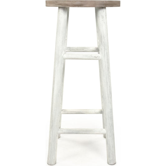 Parisienne Stool by Zentique in natural, distressed white and wood. Made from wood in a cottage & farmhouse style.