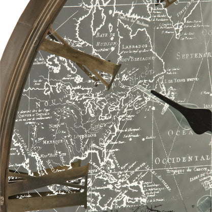 Mirrored Iron Clock with Led Light by Zentique in distressed brown iron and iron, mirror, led strip. Made from iron, mirror, led strip in a modern style.