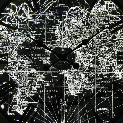 Mirrored Iron Clock with Led Light by Zentique in distressed brown iron and iron, mirror, led strip. Made from iron, mirror, led strip in a modern style.