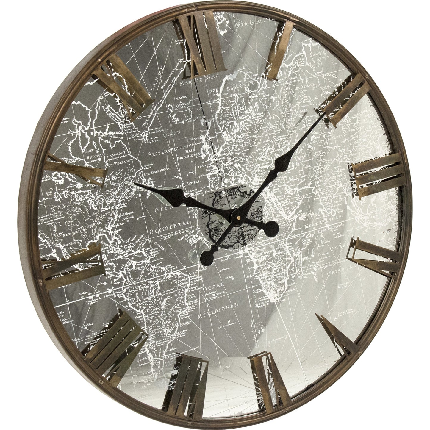 001 SR-900355 | Primary Silo | Mirrored Iron Clock with Led Light by Zentique in distressed brown iron and iron, mirror, led strip. Made from iron, mirror, led strip in a modern style.