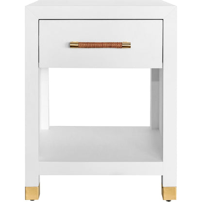 Pelham Side Table by Worlds Away in matte white. Made from unique in a modern style.