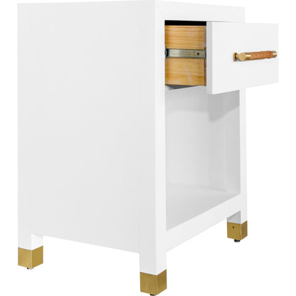 Pelham Side Table by Worlds Away in matte white. Made from unique in a modern style.