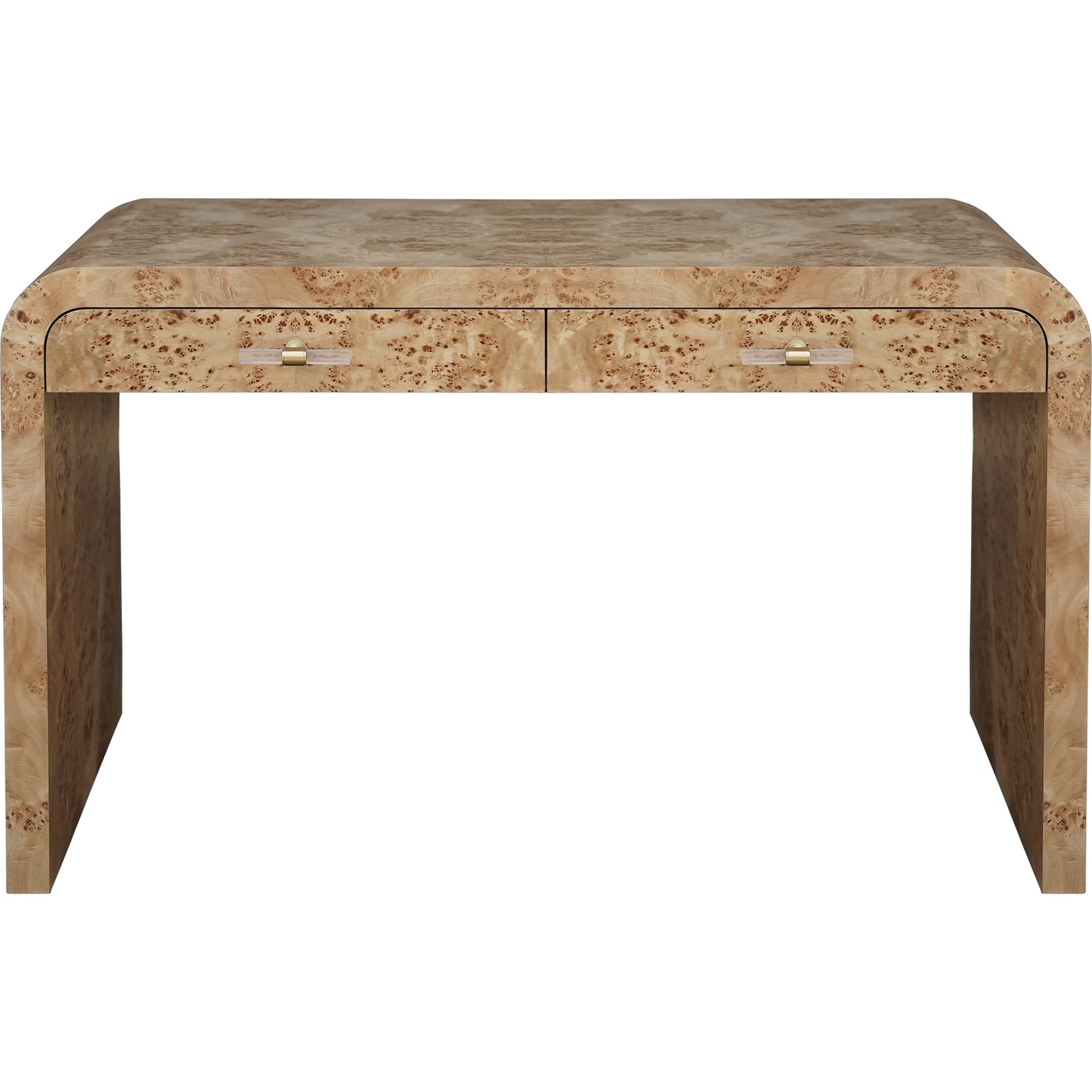 Petra Waterfall Edge Desk by Worlds Away. Made from hardwood solids, mdf, veneer, acrylic, metal in a eclectic & global style.