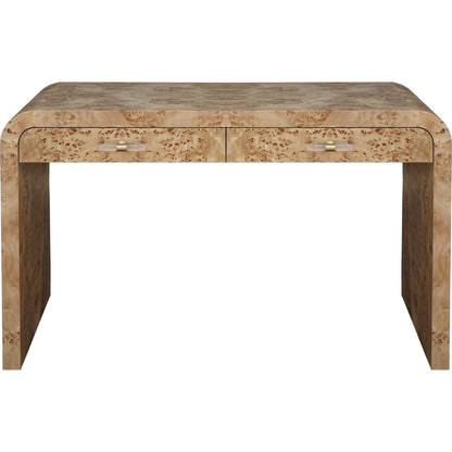 Petra Waterfall Edge Desk by Worlds Away. Made from hardwood solids, mdf, veneer, acrylic, metal in a eclectic & global style.