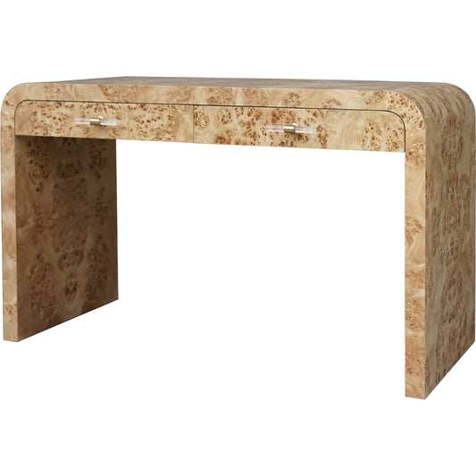 Petra Waterfall Edge Desk by Worlds Away. Made from hardwood solids, mdf, veneer, acrylic, metal in a eclectic & global style.