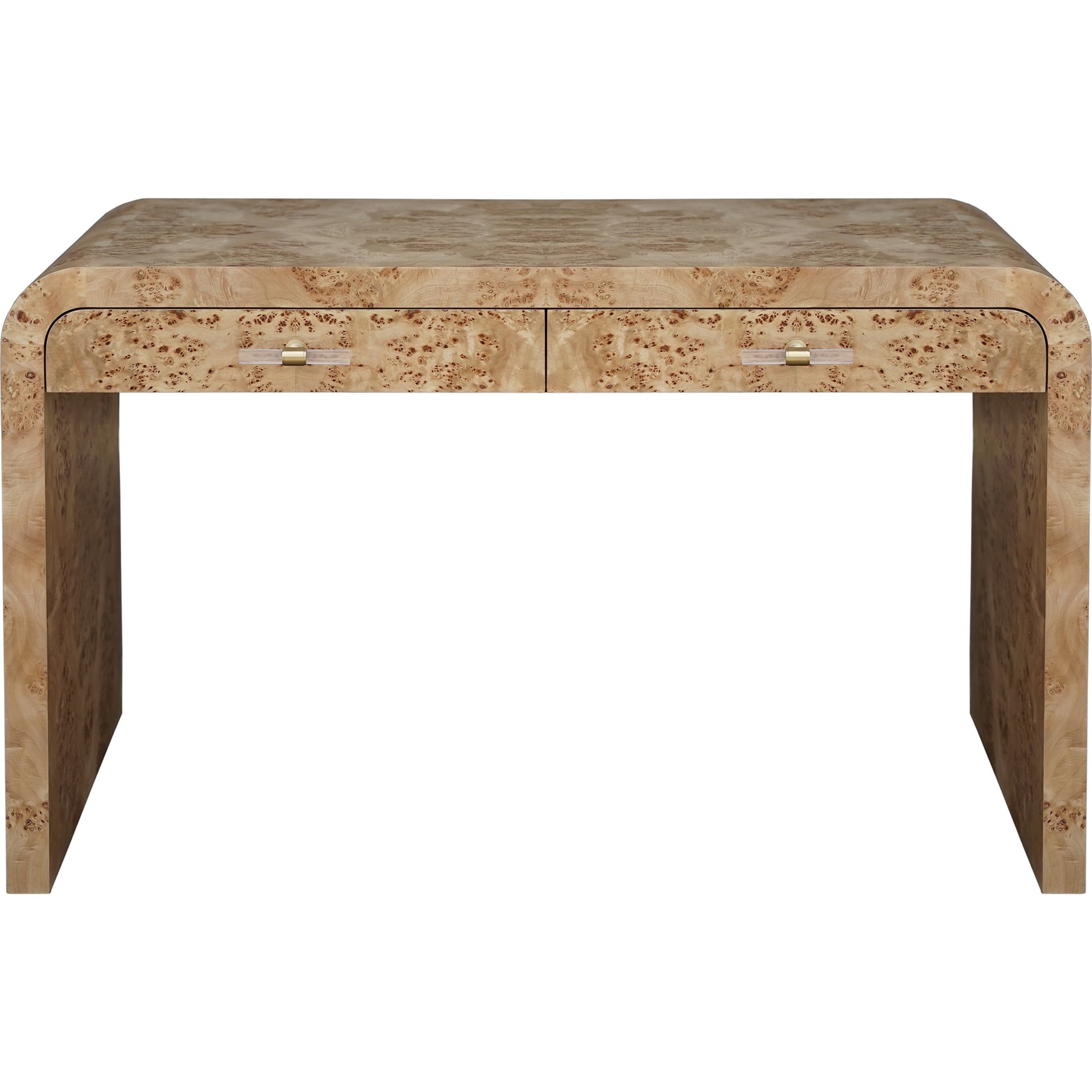 Petra Waterfall Edge Desk by Worlds Away. Made from hardwood solids, mdf, veneer, acrylic, metal in a eclectic & global style.