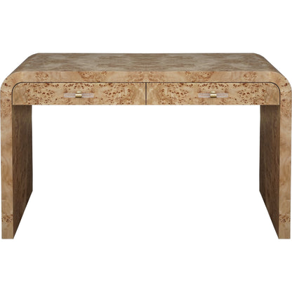 Petra Waterfall Edge Desk by Worlds Away. Made from hardwood solids, mdf, veneer, acrylic, metal in a eclectic & global style.