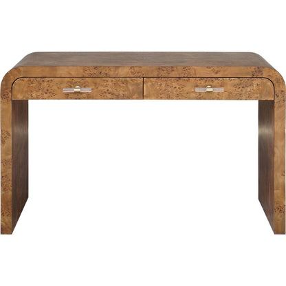 Petra Waterfall Edge Desk by Worlds Away. Made from hardwood solids, mdf, veneer, acrylic, metal in a eclectic & global style.