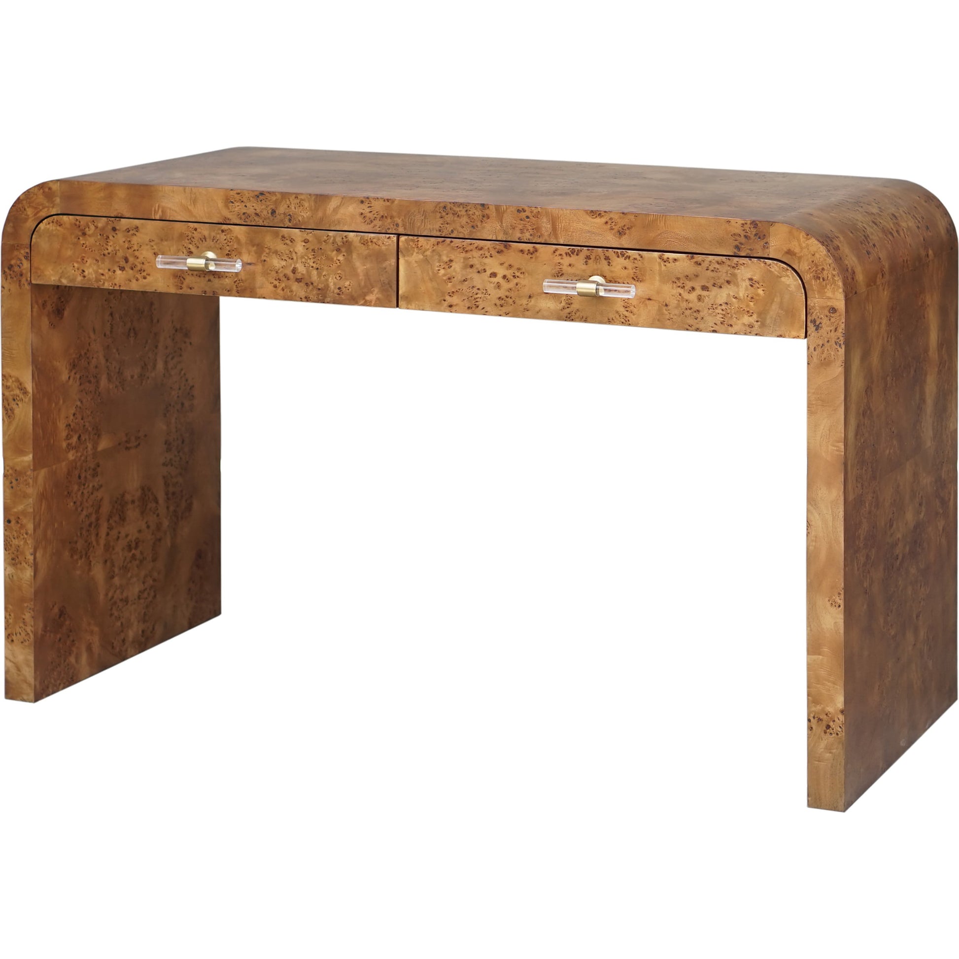Petra Waterfall Edge Desk by Worlds Away. Made from hardwood solids, mdf, veneer, acrylic, metal in a eclectic & global style.