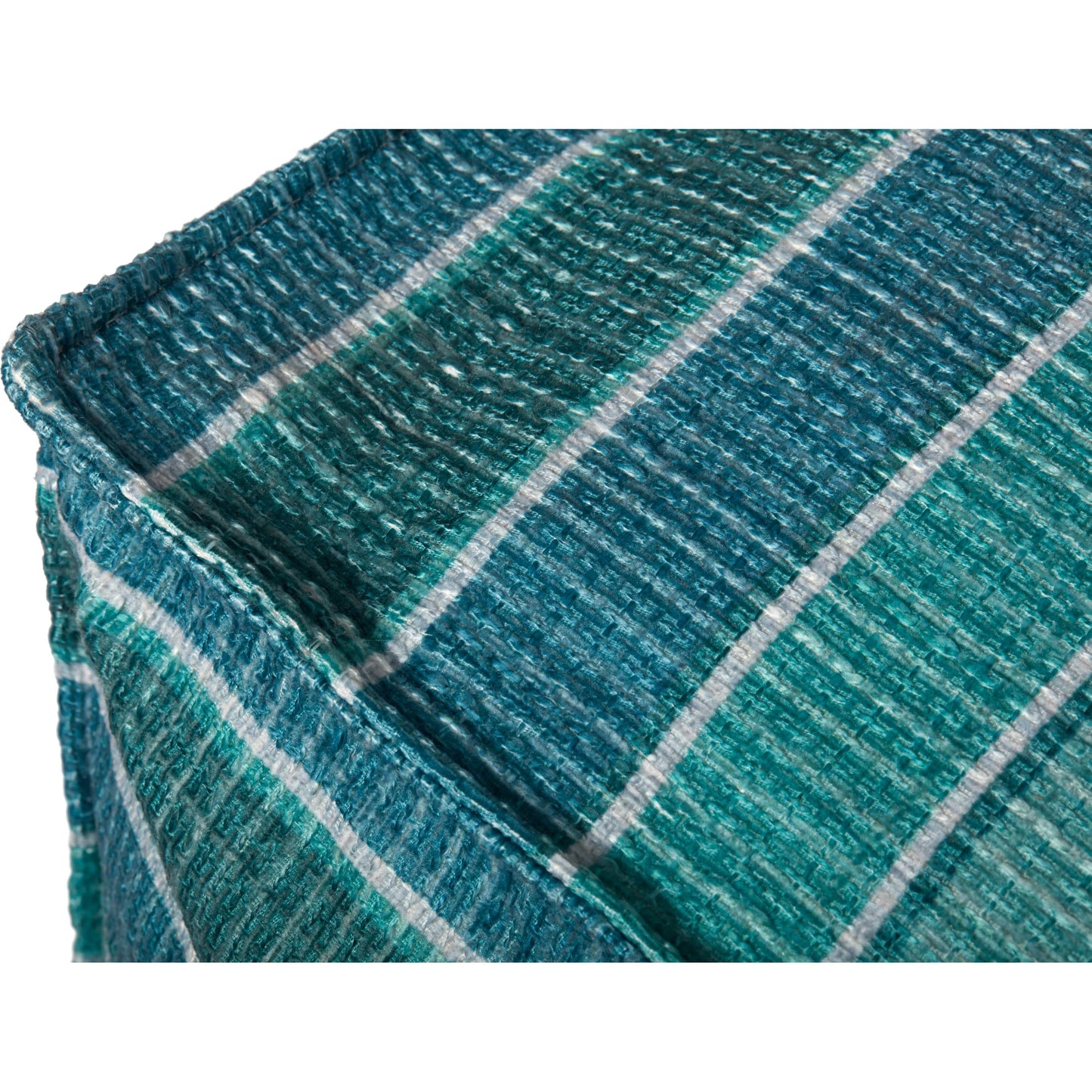 002 SR-901237 | Closeup | PF0010 Pouf by Loloi in lagoon, blue. Made from 100% polyester in a coastal style.