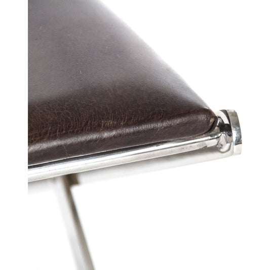 Azure Arm Chair by Zentique in top grained brown leather and stainless steel. Made from stainless steel in a modern style.