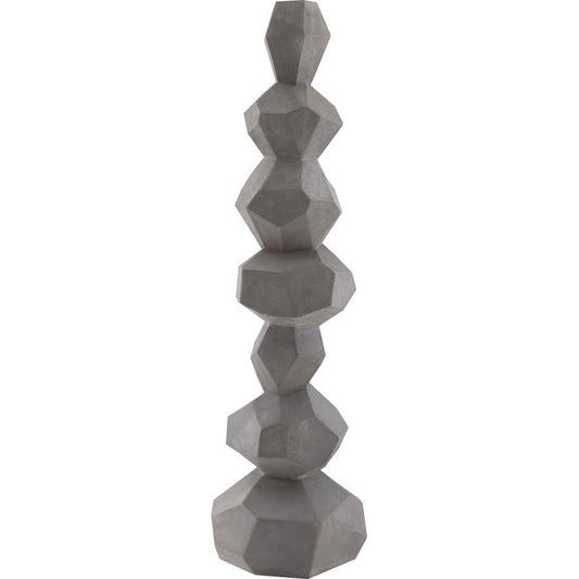 Faceted Rock Column Sculpture by Phillips Collection in gray and stone cast. Made from resin composite in a modern style.