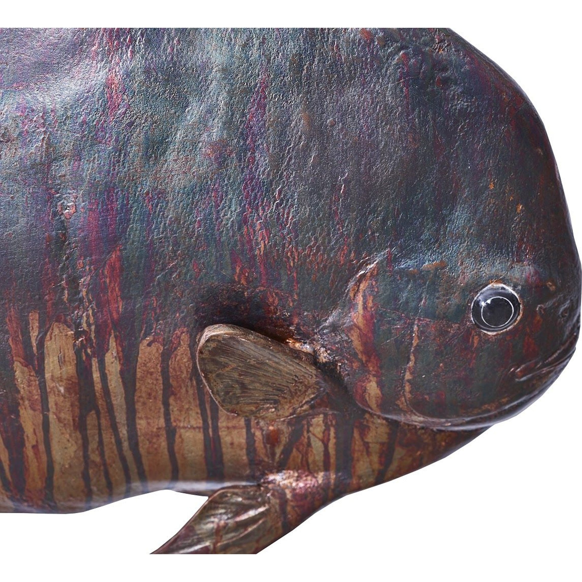 Australian Batfish Fish Wall Sculpture by Phillips Collection in brown and copper patina. Made from resin in a coastal style.