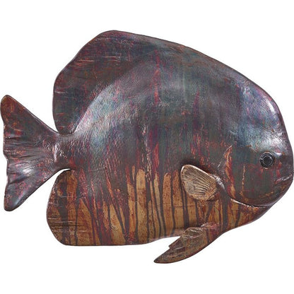 Australian Batfish Fish Wall Sculpture by Phillips Collection in brown and copper patina. Made from resin in a coastal style.