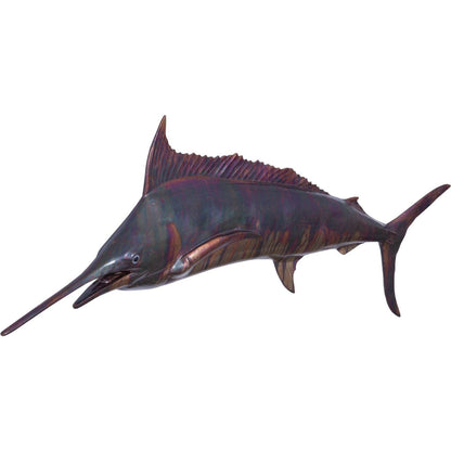 Blue Marlin Fish Wall Sculpture by Phillips Collection in brown and copper patina. Made from resin in a coastal style.