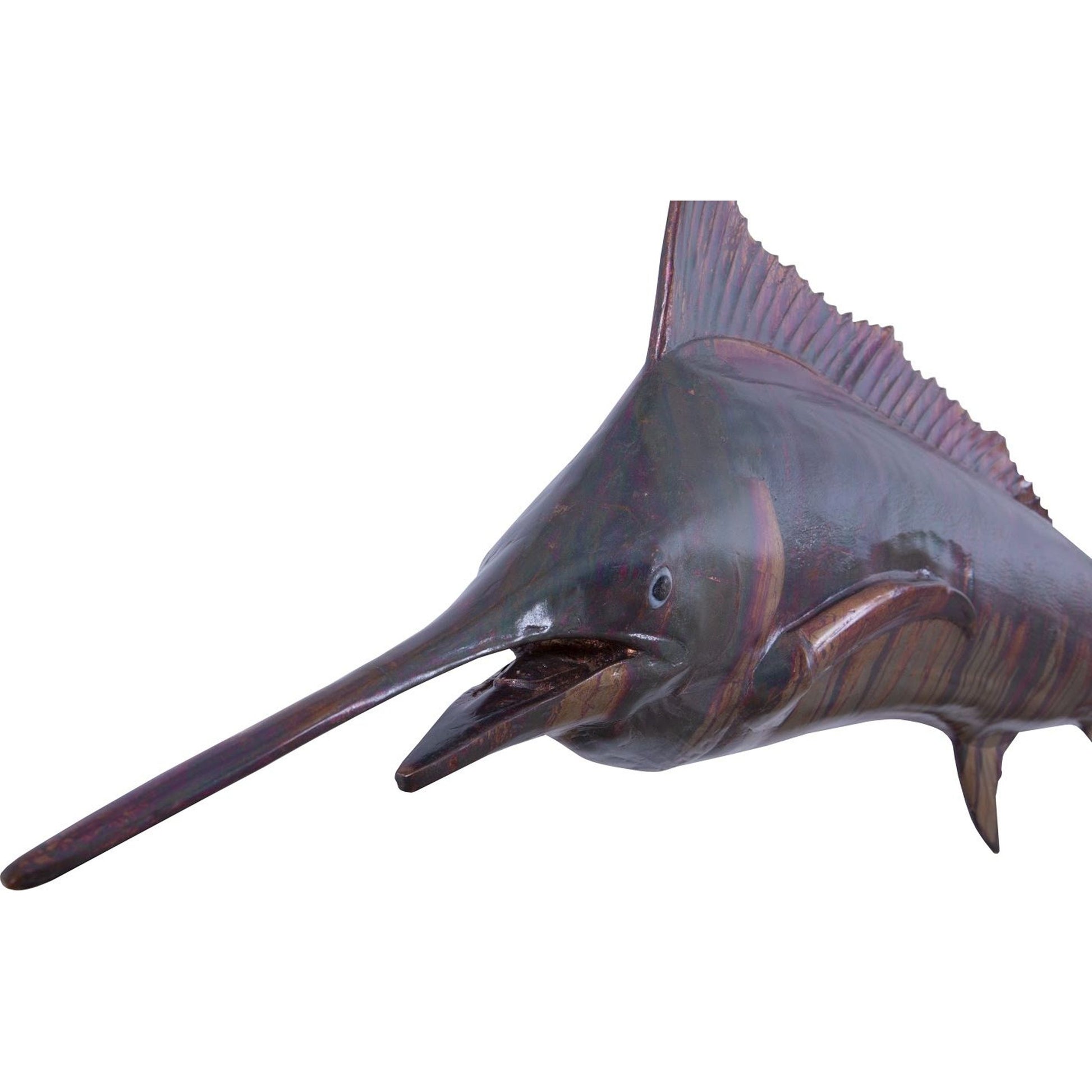 Blue Marlin Fish Wall Sculpture by Phillips Collection in brown and copper patina. Made from resin in a coastal style.