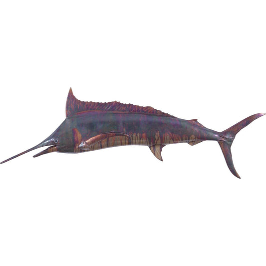 Blue Marlin Fish Wall Sculpture by Phillips Collection in brown and copper patina. Made from resin in a coastal style.